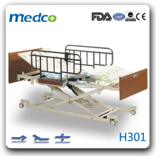 H301 Hot! Three functions electric Hi-low homecare hospital bed with wheels